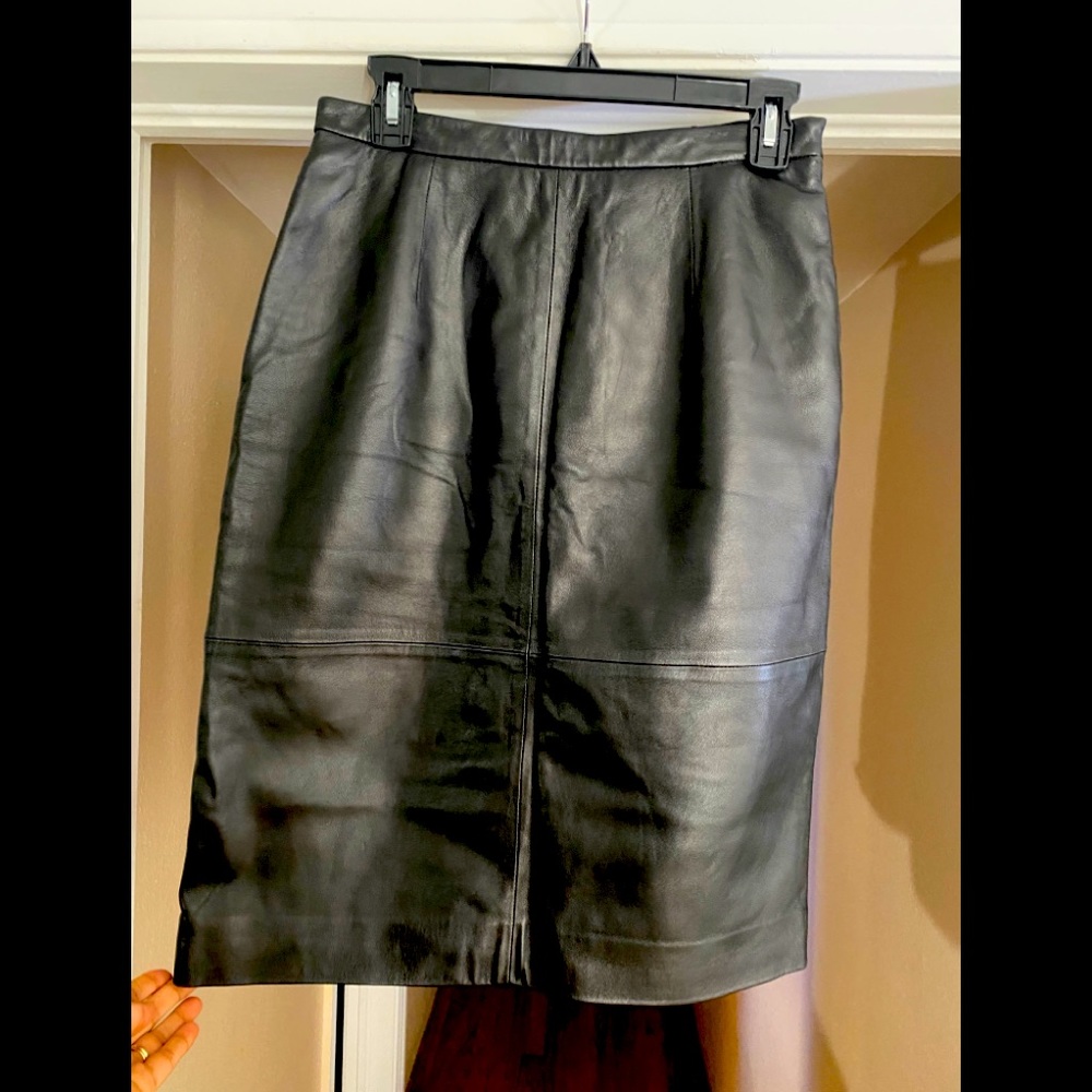 100% Black Leather Skirt